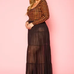 Plus Size Houndstooth Plaid Bodysuit & Tulle Skirt Set 7 Plus Size Houndstooth Plaid Bodysuit & Tulle Skirt Set -Radiant Drape Sales 2021340 001 2