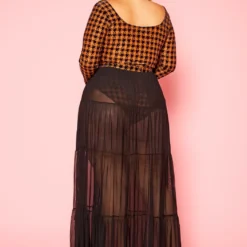 Plus Size Houndstooth Plaid Bodysuit & Tulle Skirt Set 8 Plus Size Houndstooth Plaid Bodysuit & Tulle Skirt Set -Radiant Drape Sales 2021340 001 3