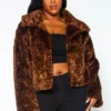 Plus Size Faux Fur Leopard Jacket