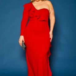 Plus Size One Sleeve Cocktail Maxi Dress -Radiant Drape Sales 2021344 002 2