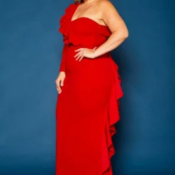Plus Size One Sleeve Cocktail Maxi Dress -Radiant Drape Sales 2021344 002 3