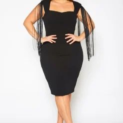 Plus Size Fringe Sleeve Midi Dress -Radiant Drape Sales 2021346 001 2