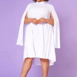 Plus Size Pleated Cape Sleeve Dress 9 Plus Size Pleated Cape Sleeve Dress -Radiant Drape Sales 2021351 004 4