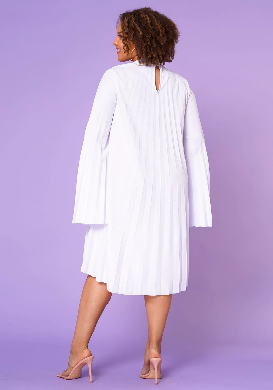 Plus Size Pleated Cape Sleeve Dress 5 Plus Size Pleated Cape Sleeve Dress - Image 5