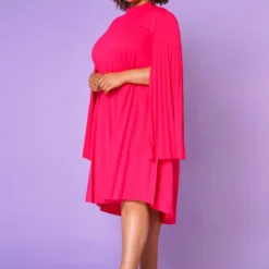Plus Size Pleated Cape Sleeve Dress 9 Plus Size Pleated Cape Sleeve Dress -Radiant Drape Sales 2021351 006 4