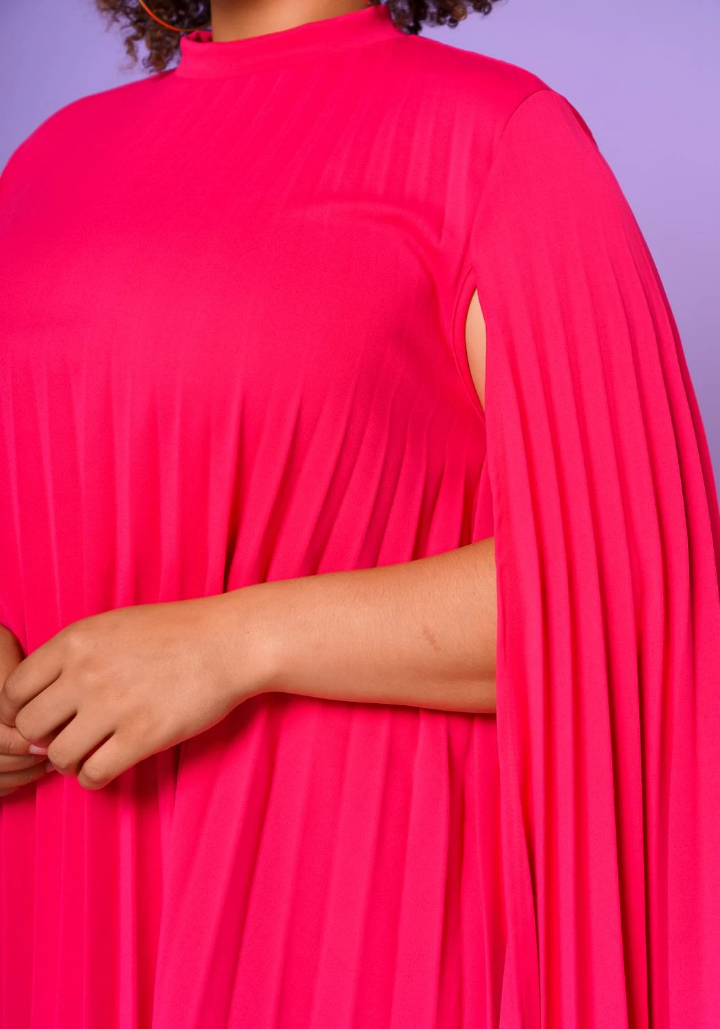 Plus Size Pleated Cape Sleeve Dress 6 Plus Size Pleated Cape Sleeve Dress - Image 6