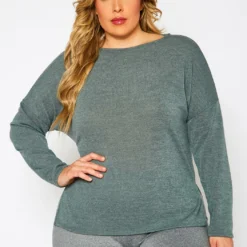 Plus Size Knit Long Sleeve Top