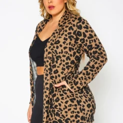 Plus Size Animal Print Open Front Cardigan -Radiant Drape Sales 2021357 002 2