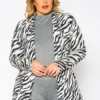 Plus Size Zebra Print Open Front Cardigan