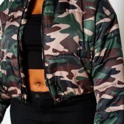 Plus Size Camo Print High Neck Puffer Jacket -Radiant Drape Sales 2021362 001 6