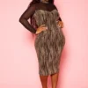 Plus Size Shimmer Bodycon Midi Dress