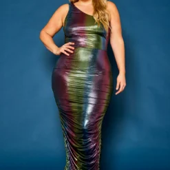 Plus Size Rainbow Chrome Maxi Dress -Radiant Drape Sales 2021365 001 3