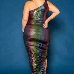 Plus Size Rainbow Chrome Maxi Dress -Radiant Drape Sales 2021365 001 5