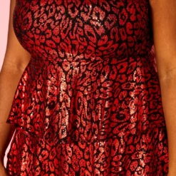 Plus Size Metallic Leopard Print Ruffle Flare Dress -Radiant Drape Sales 2021369 001 5