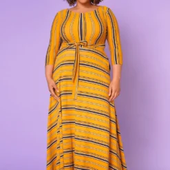 Plus Size Multi Striped Fit & Flare Maxi Dress -Radiant Drape Sales 2021372 004 2