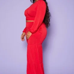 Plus Size Wrap Crop Top & Bell Flare Pants -Radiant Drape Sales 2021375 002 3