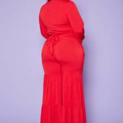 Plus Size Wrap Crop Top & Bell Flare Pants -Radiant Drape Sales 2021375 002 4