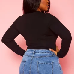 Plus Size Form Fitting Long Sleeve Bodysuit -Radiant Drape Sales 2021379 001 3