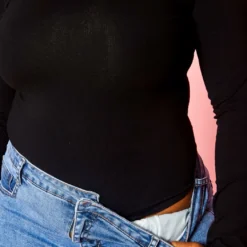 Plus Size Form Fitting Long Sleeve Bodysuit -Radiant Drape Sales 2021379 001 4