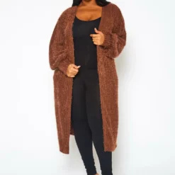 Plus Size Fuzzy Knit Duster Cardigan