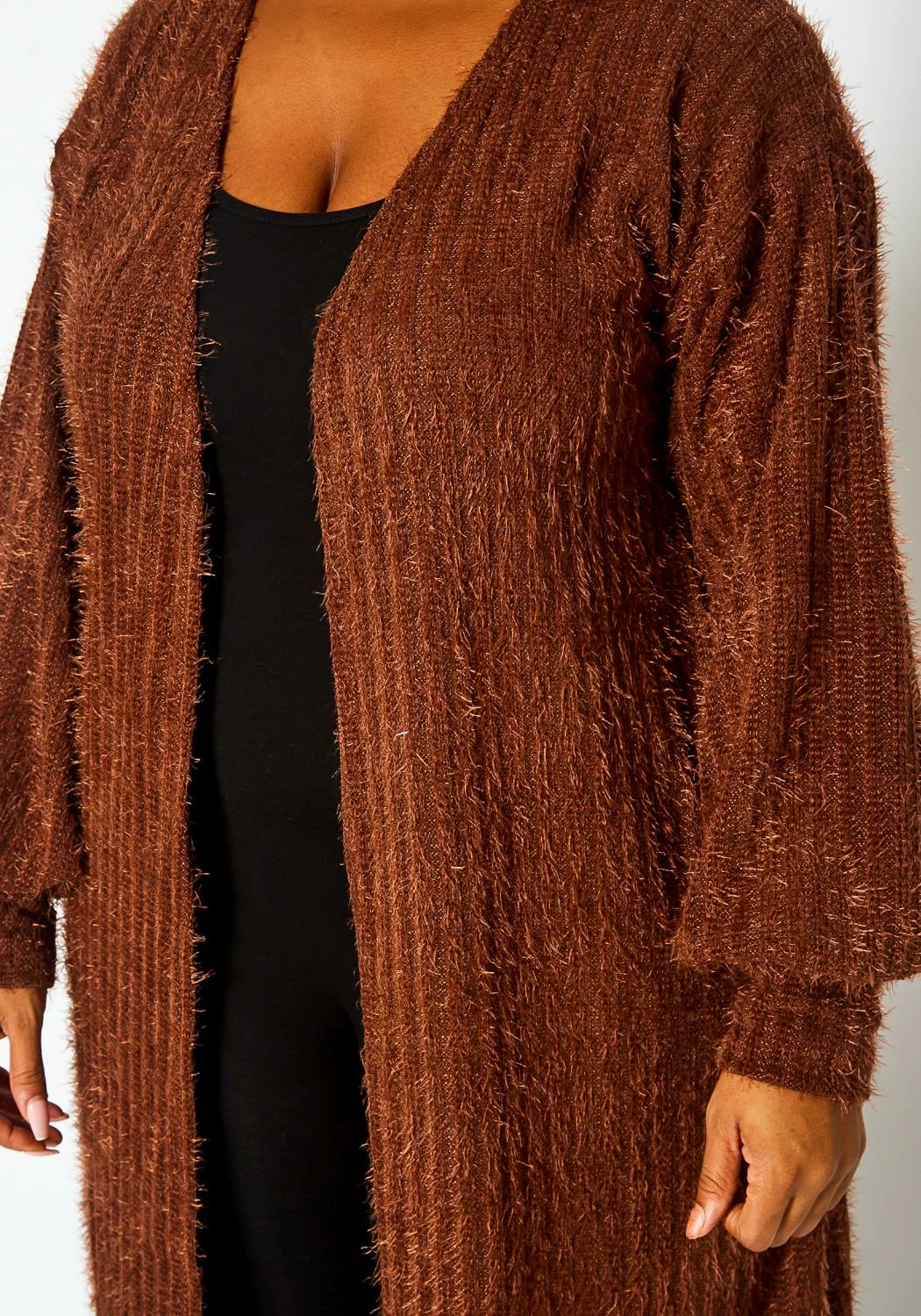 Plus Size Fuzzy Knit Duster Cardigan 6 Plus Size Fuzzy Knit Duster Cardigan - Image 6