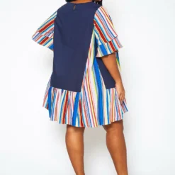 Plus Size Multi Striped Tunic Dress -Radiant Drape Sales 2021381 001 4