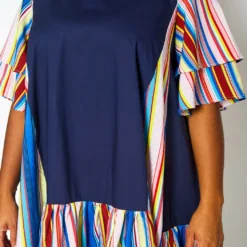Plus Size Multi Striped Tunic Dress -Radiant Drape Sales 2021381 001 5