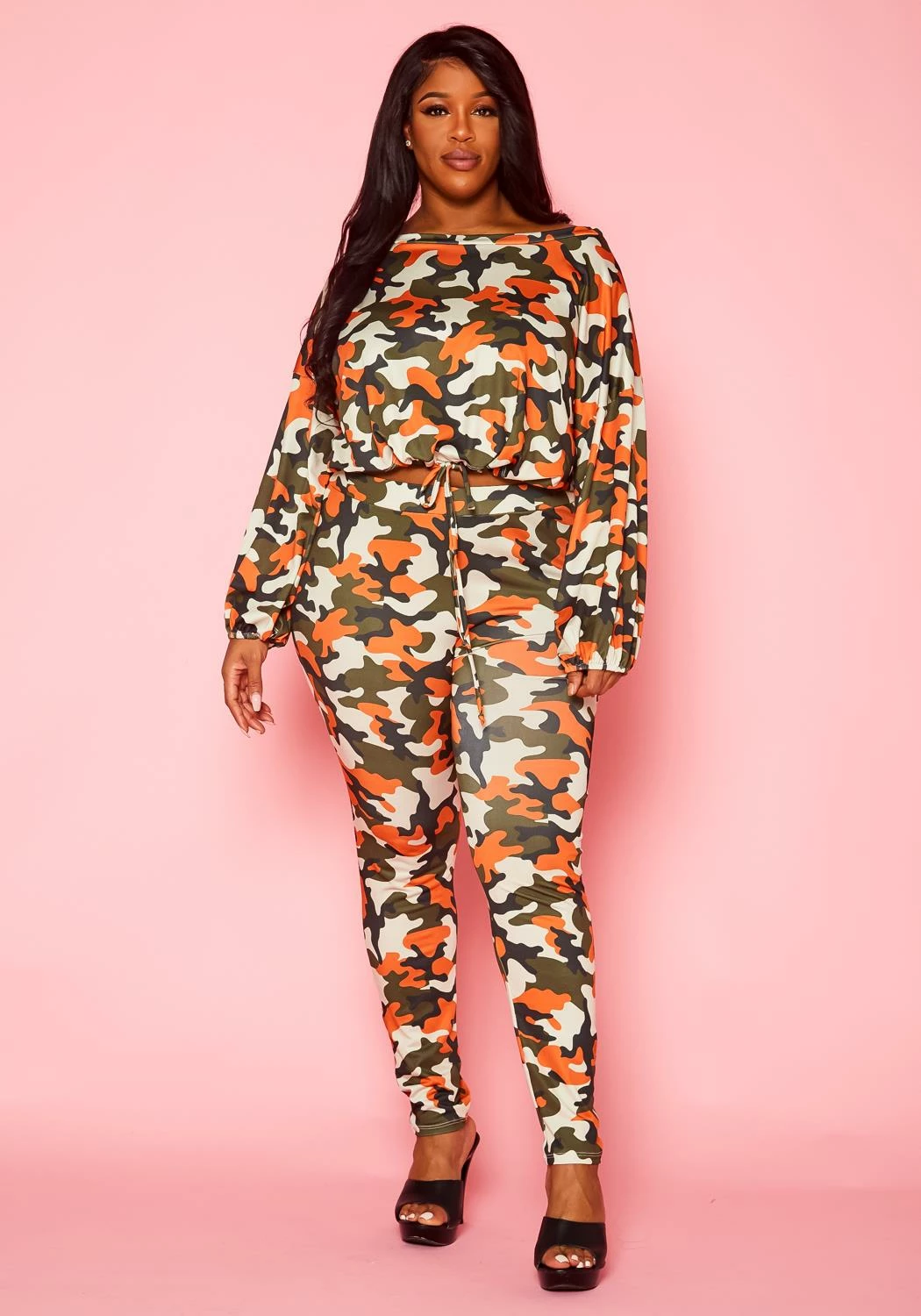 Plus Size Camo Pattern Matching Two Piece Set 2 Plus Size Camo Pattern Matching Two Piece Set - Image 2