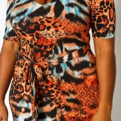 Plus Size Animal Pattern Slinky Midi Dress -Radiant Drape Sales 2021387 001 5