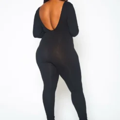 Plus Size Solid Long Sleeve Fitted Jumpsuit -Radiant Drape Sales 2021396 001 4