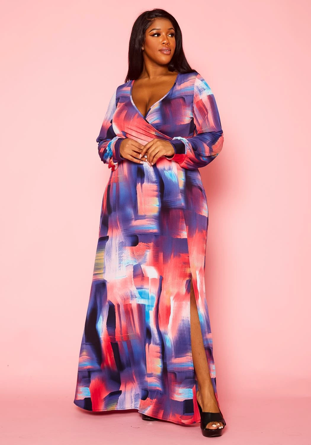 Plus Size Pastel Multi Color Print Fit & Flare Maxi Dress 1 Plus Size Pastel Multi Color Print Fit & Flare Maxi Dress
