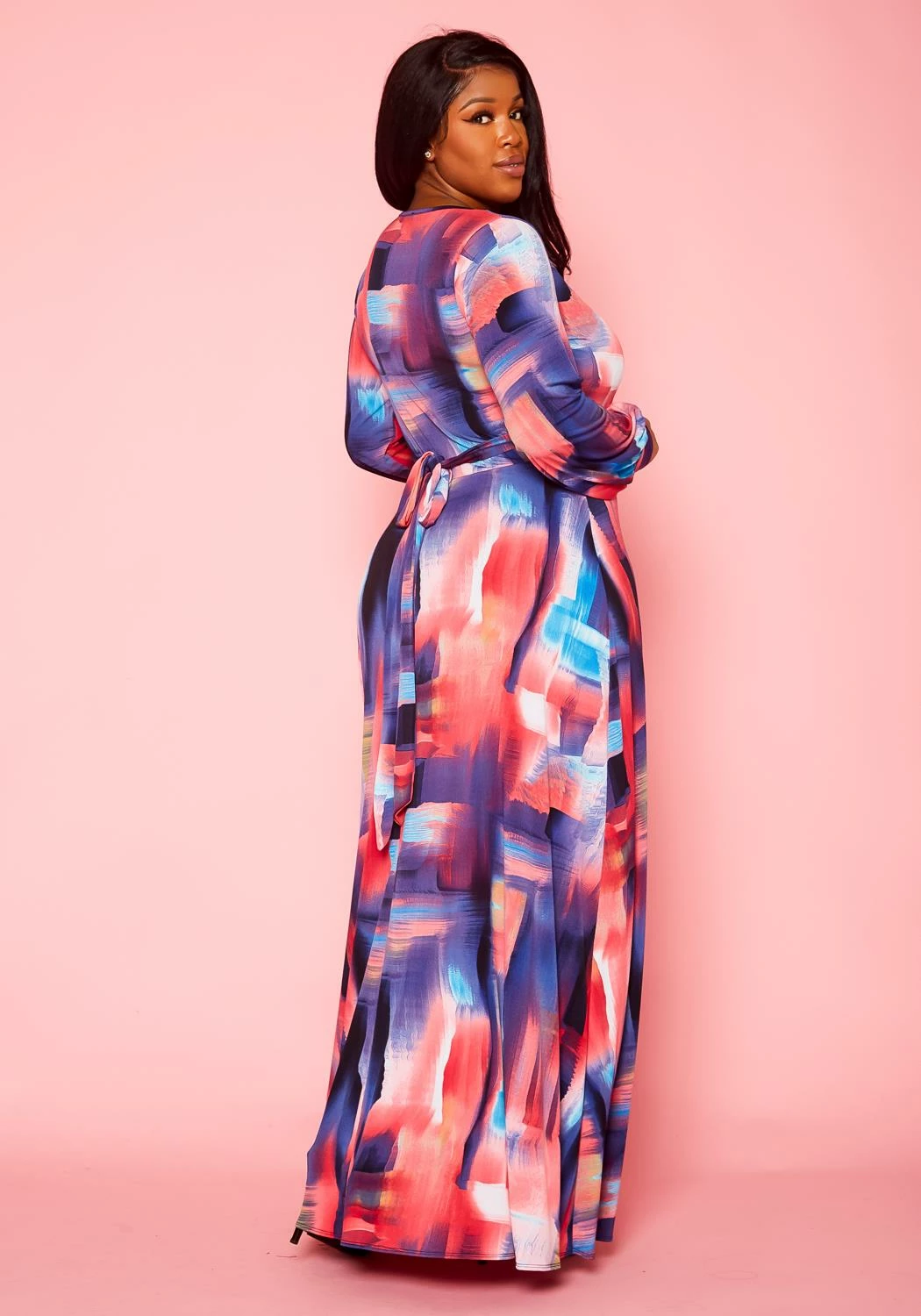 Plus Size Pastel Multi Color Print Fit & Flare Maxi Dress 5 Plus Size Pastel Multi Color Print Fit & Flare Maxi Dress - Image 5