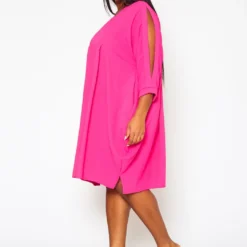 Plus Size Solid Short Sleeve Tunic Dress -Radiant Drape Sales 2021409 002 3