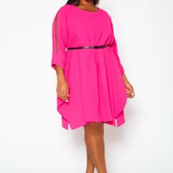Plus Size Solid Short Sleeve Tunic Dress -Radiant Drape Sales 2021409 002 5