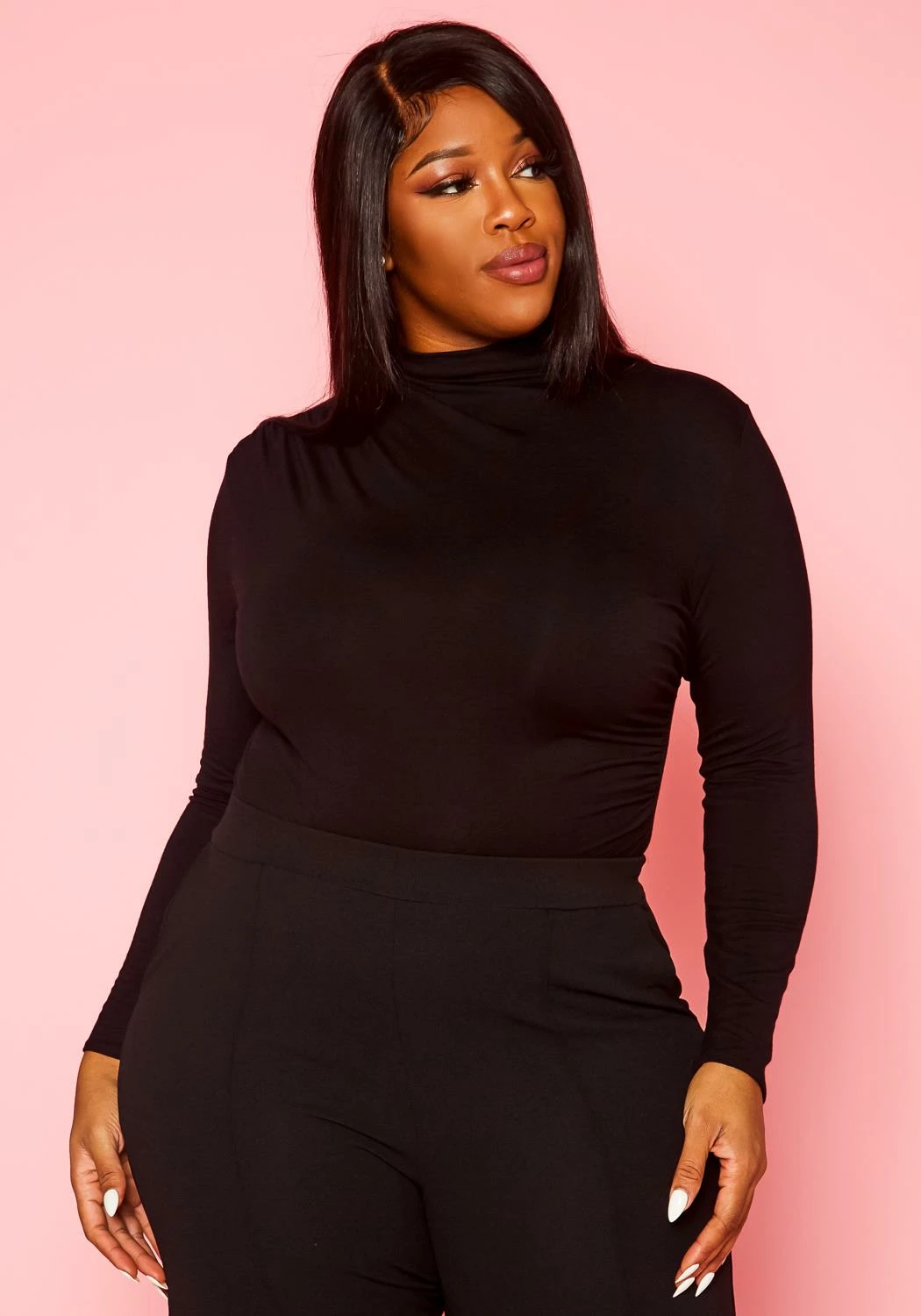 Plus Size High Neck Long Sleeve Bodysuit 2 Plus Size High Neck Long Sleeve Bodysuit - Image 2