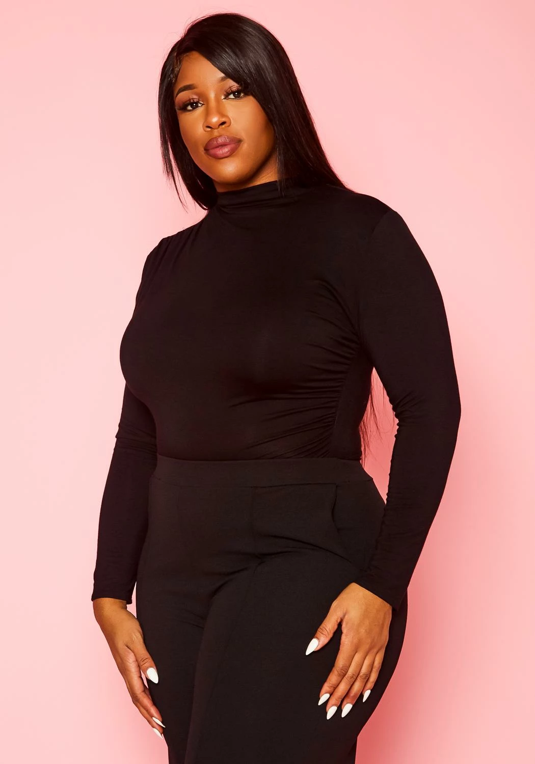 Plus Size High Neck Long Sleeve Bodysuit 3 Plus Size High Neck Long Sleeve Bodysuit - Image 3