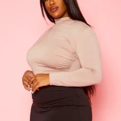 Plus Size High Neck Long Sleeve Bodysuit -Radiant Drape Sales 2021411 003 3
