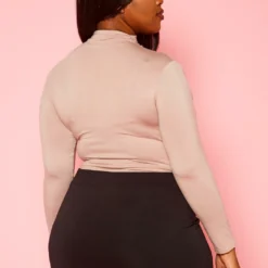 Plus Size High Neck Long Sleeve Bodysuit -Radiant Drape Sales 2021411 003 4