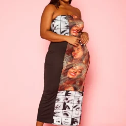 Plus Size Pop Art Face Print Tube Dress 8 Plus Size Pop Art Face Print Tube Dress -Radiant Drape Sales 2021415 001 2