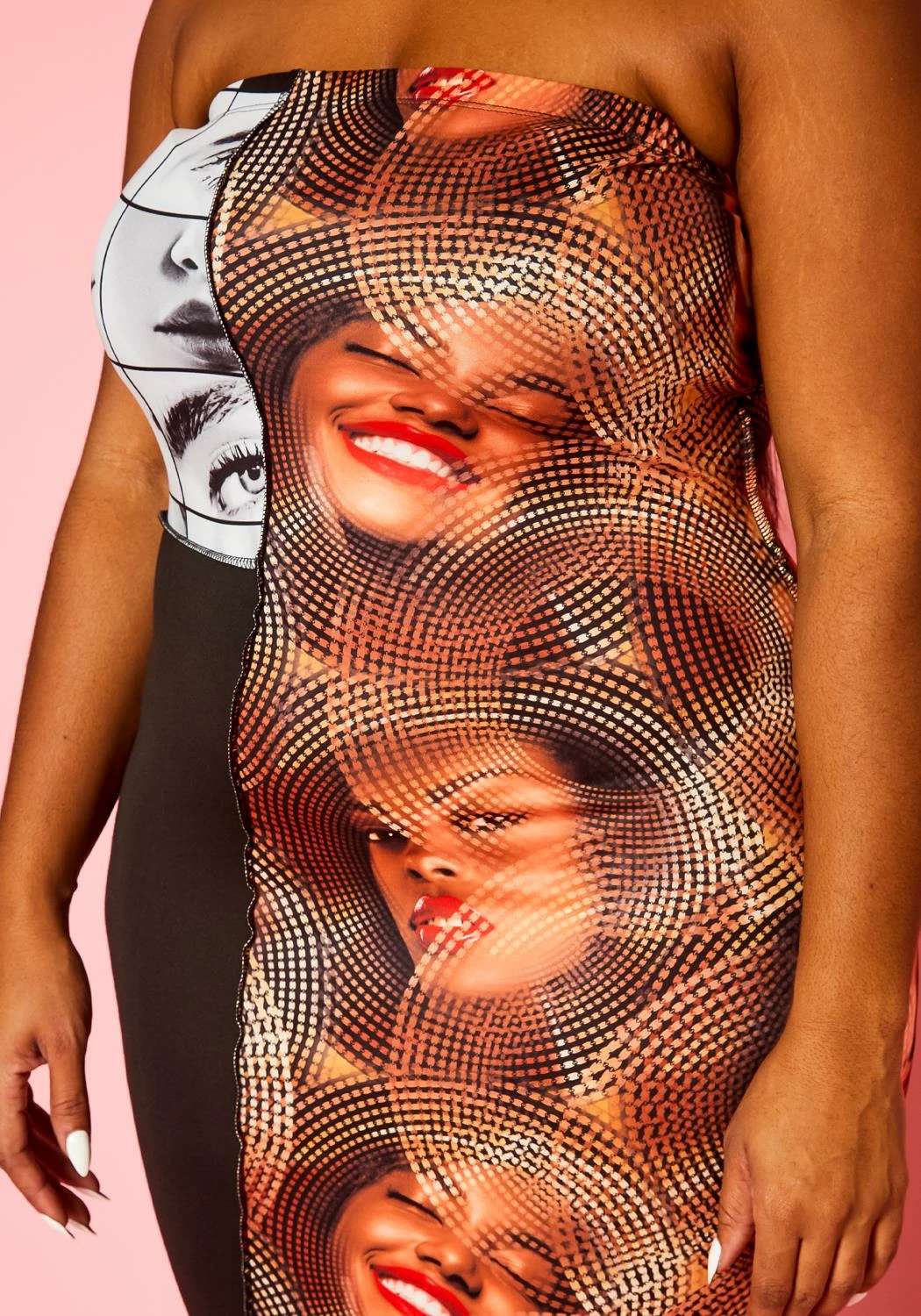 Plus Size Pop Art Face Print Tube Dress 6 Plus Size Pop Art Face Print Tube Dress - Image 6
