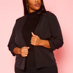 Plus Size Open Front Fitted Blazer 8 Plus Size Open Front Fitted Blazer -Radiant Drape Sales 2021416 001 1