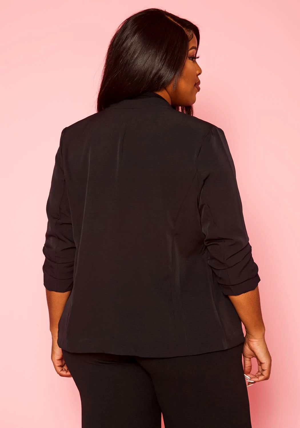 Plus Size Open Front Fitted Blazer 5 Plus Size Open Front Fitted Blazer - Image 5