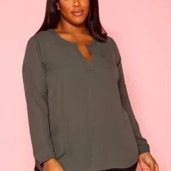 Plus Size Dotted Long Sleeve Blouse