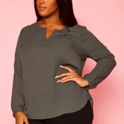 Plus Size Dotted Long Sleeve Blouse -Radiant Drape Sales 2021421 003 4
