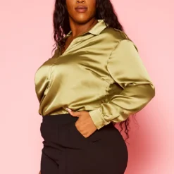 Plus Size Classic Collar Satin Blouse -Radiant Drape Sales 2021426 002 5
