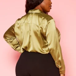 Plus Size Classic Collar Satin Blouse -Radiant Drape Sales 2021426 002 6