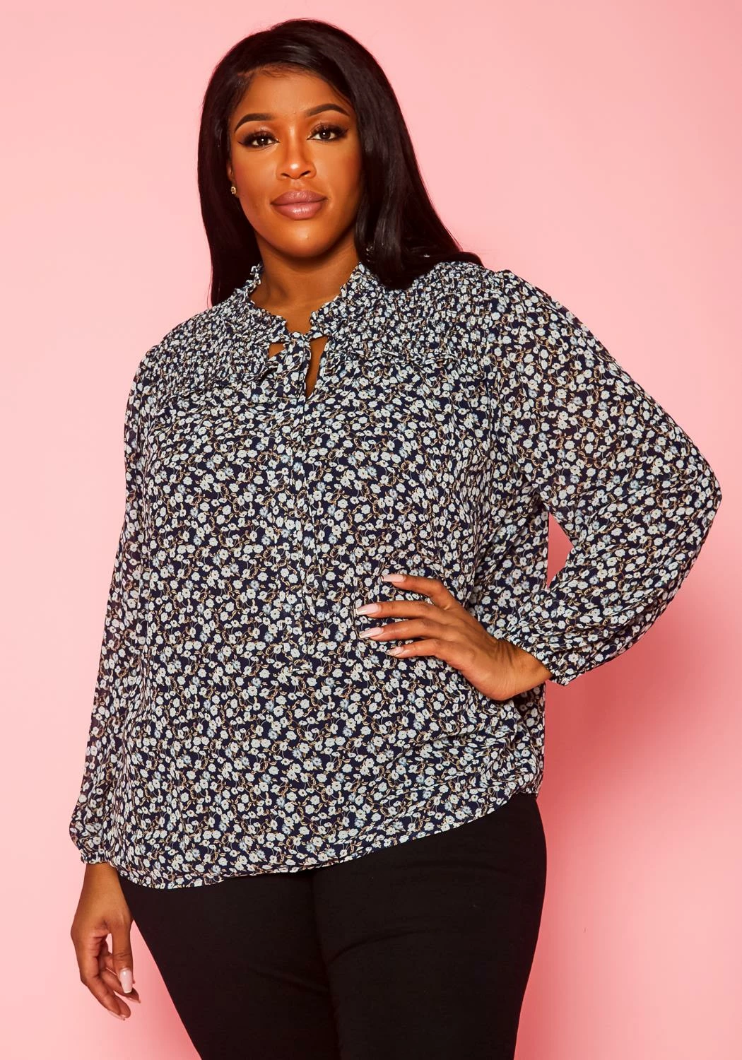 Plus Size Pleione Floral Print Blouse 1 Plus Size Pleione Floral Print Blouse