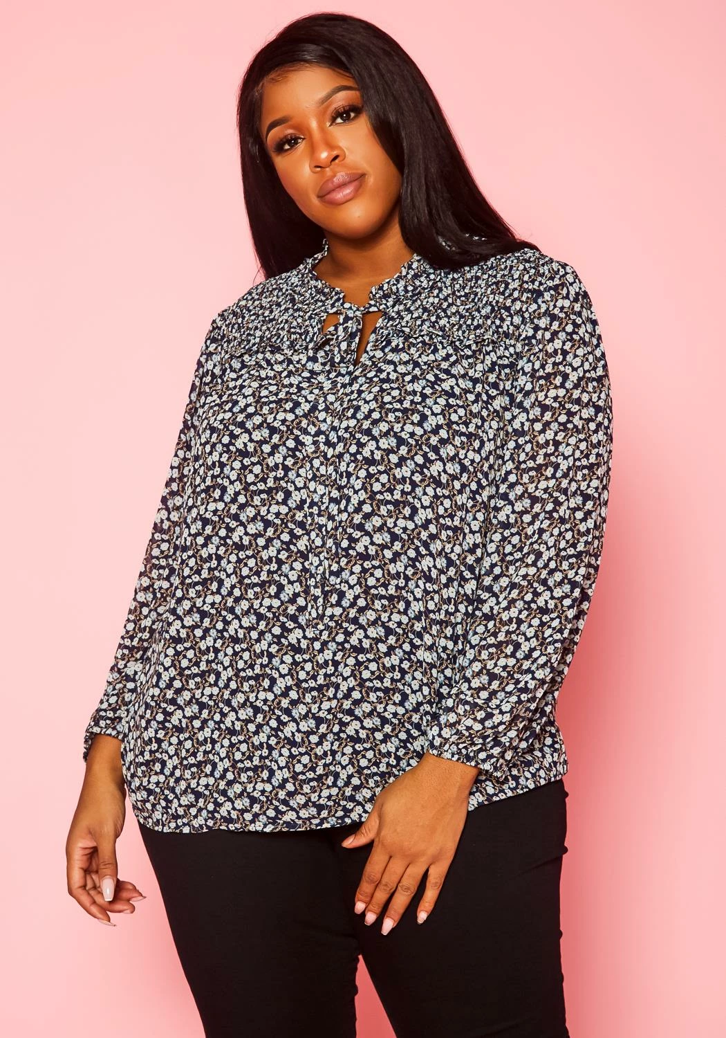 Plus Size Pleione Floral Print Blouse 2 Plus Size Pleione Floral Print Blouse - Image 2