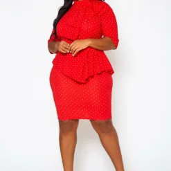 Plus Size Polka Dot Print Peplum Mini Dress -Radiant Drape Sales 2022396 003 2