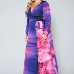Plus Size Rose Gradient Print Fit & Flare Maxi Dress -Radiant Drape Sales 2022397 001 3